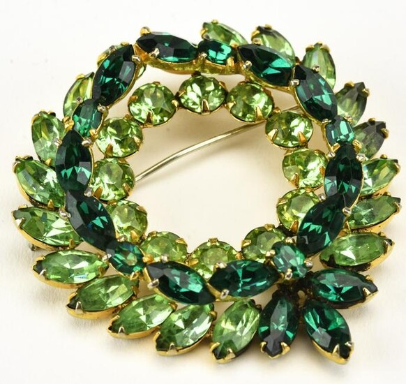 Vintage Kramer crystal wreath brooch
